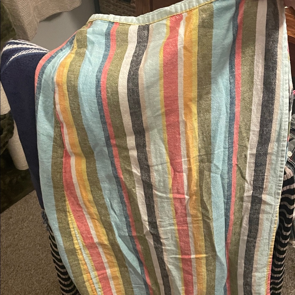 A New Day Striped Multicolor Cotton Throw - Light Blue, Coral, Mustard